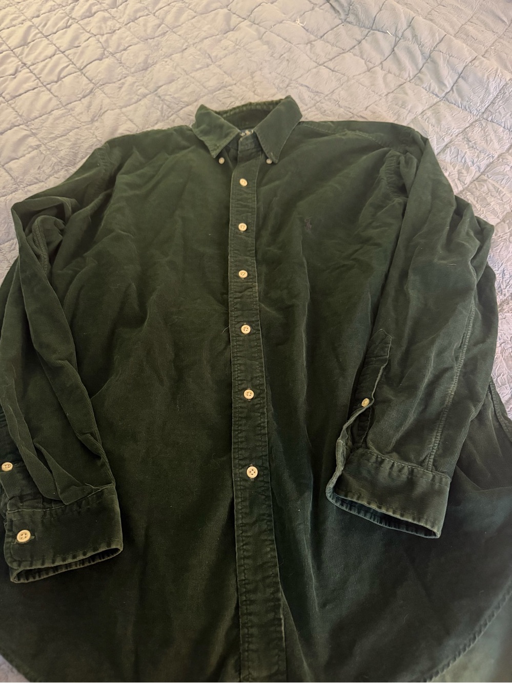 Ralph Lauren Polo Men’s Dark Green Corduroy Burton Down Mens Size Large
